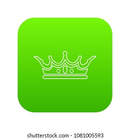Princess crown icon green vector isolated on white background