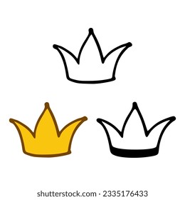 Prinzessin-Kronsymbol in Doodles-Stilen einzeln auf weißem Hintergrund. Königliches oder Königszeichen, Leitungs-Symbol