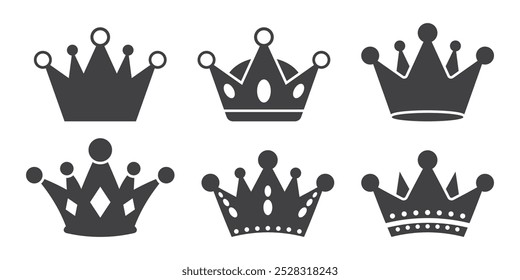 Princess crown icon set in flat style. Queen diadem vector illustration on isolated background. Luxury tiara sign business concept.