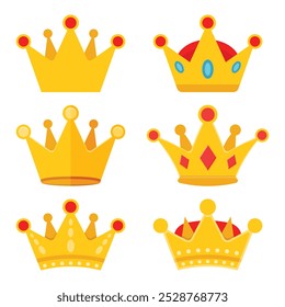 Princess crown icon set in flat style. Queen diadem vector illustration on isolated background. Luxury tiara sign business concept.