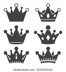 Princess crown icon set in flat style. Queen diadem vector illustration on isolated background. Luxury tiara sign business concept.