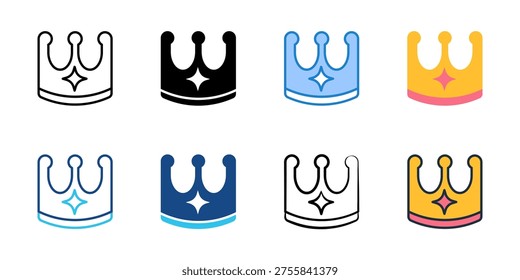 Princess crown icons set multiple style collection. Editable stroke 
