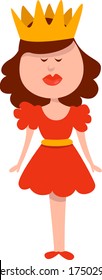 Princess with crown , illustration, vector on white background