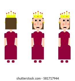 Princess with crown isolated on white vector illustration.