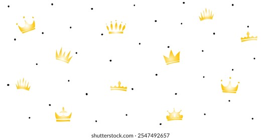 Princess crown, kids vector seamless pattern. Castle for princess fairy tale concept.