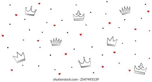 Princesa coroa, crianças vetor padrão sem emenda. Castelo para o conceito de conto de fadas de princesa.
