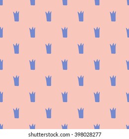 Princess crown. Kids vector seamless pattern. Seamless pattern can be used for wallpaper, pattern fills, web page background, surface textures.
