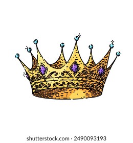 princess crown king hand drawn. dom symbol, corona emblem, monarchy isolated princess crown king vector sketch. isolated color illustration