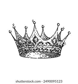 princess crown king hand drawn. dom symbol, corona emblem, monarchy isolated princess crown king vector sketch. isolated black illustration