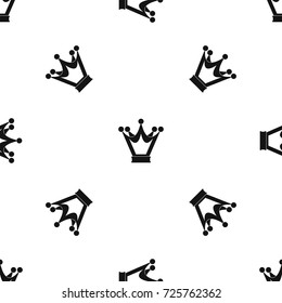 Princess crown pattern repeat seamless in black color for any design. Vector geometric illustration