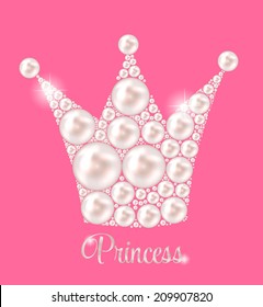 Princess Crown Pearl Background Vector Illustration.