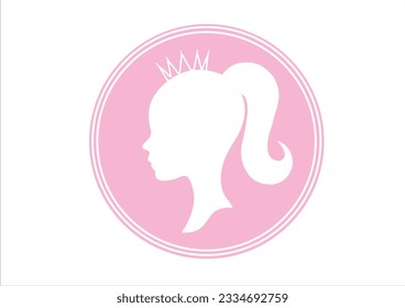 princess crown pink hand drawn design vector design