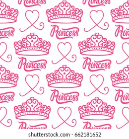 Princess Crown Pink Seamless Repeating Pattern Stock Vector (Royalty ...