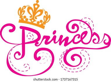 princess with crown pink text