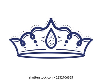 princess crown royalty sketch icon