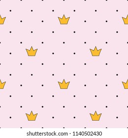 Princess Crown Seamless Pattern Background Vector Illustration. EPS10