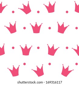 Princess Crown Seamless Pattern Background Vector Illustration.