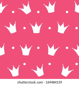Princess Crown Seamless Pattern Background Vector Illustration.
