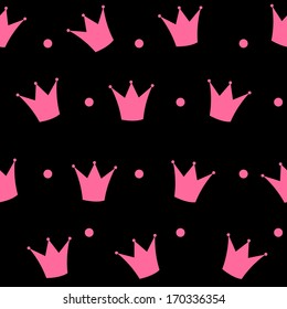 Princess Crown Seamless Pattern Background Vector Illustration.