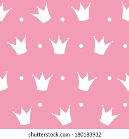 Princess Crown Seamless Pattern Background Vector Illustration.