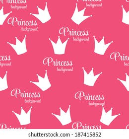 Princess Crown Seamless Pattern  Background Vector Illustration.