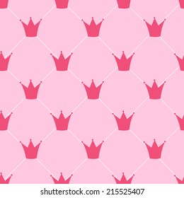 Princess Crown Seamless Pattern Background Vector Illustration