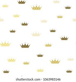 Princess Crown. Seamless repeating pattern. Diadem princess isolated on white background. Vector illustration.