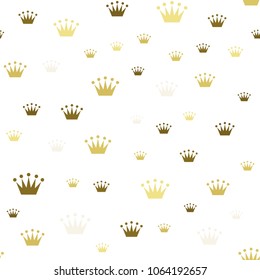 Princess Crown. Seamless repeating pattern. Diadem princess isolated on white background. Vector illustration.