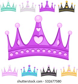 Princess Crown Set Clip Art vector illustration sketch.
