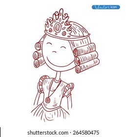 Princess crown set, hand drawn vector.