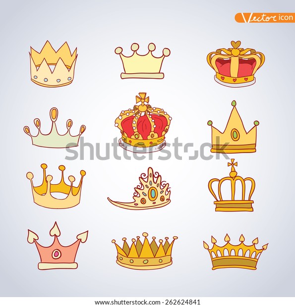 Download Stock vektor „Princess Crown Set Hand Drawn Vector" (bez ...