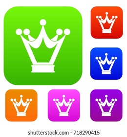Princess crown set icon color in flat style isolated on white. Collection sings vector illustration