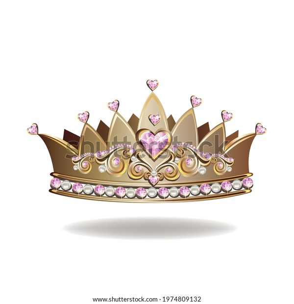 Princess Crown Tiara Pearls Pink Gems Stock Vector (Royalty Free ...