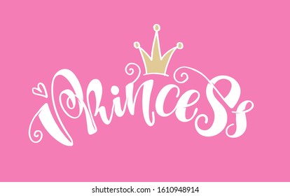 Princess - cute hand drawn doodle lettering postcard banner art