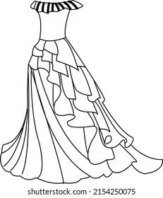 Princess Cute Unique Dress Outline Stock Vector (Royalty Free ...