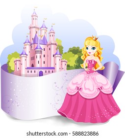 Princess design element for cover or pack. Frame for your title and text.