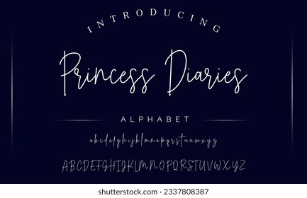 Princess Diaries calligraphy script. Vector alphabet.
