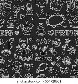 Princess Doodle icons For baby shower, toy shop