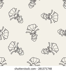 princess doodle seamless pattern background