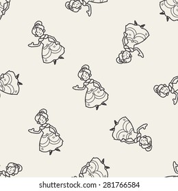 princess doodle seamless pattern background