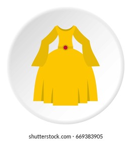 Princess dress icon in flat circle isolated on white vector illustration for web