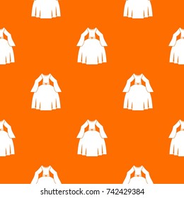 Princess dress pattern repeat seamless in orange color for any design. Vector geometric illustration