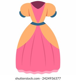 Princess dress vector cartoon illustration isolated on a white background.