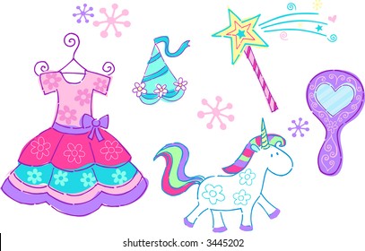 Princess Dress Up Vector Illustration