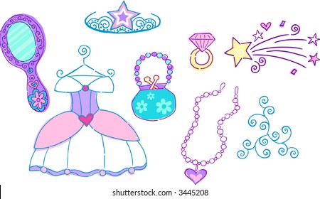 Princess Dress Up Vector Illustration