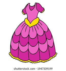 princess dress vector illustration,
isolated on white background.top view