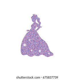Princess with dust glitters on white background.