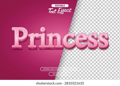 Princess editable text effect with 3d pink text