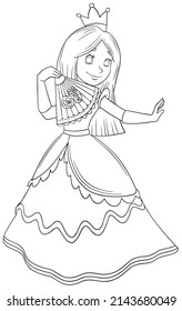 Princess. Element For Coloring Page. Cartoon Style.