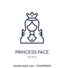 Princess face icon. Princess face linear symbol design from People collection. Simple outline element vector illustration on white background.